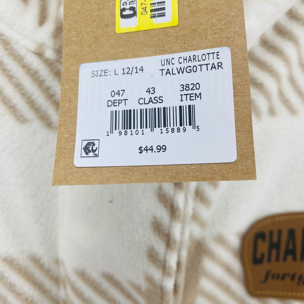UNC Charlotte Forty-Niners Fleece Pullover Tan Plaid New NCAA Women Size L 12/14 - Picture 8 of 12
